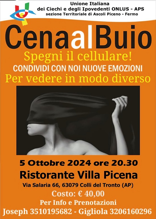 Locandina cena al buio 5 ottobre 2024